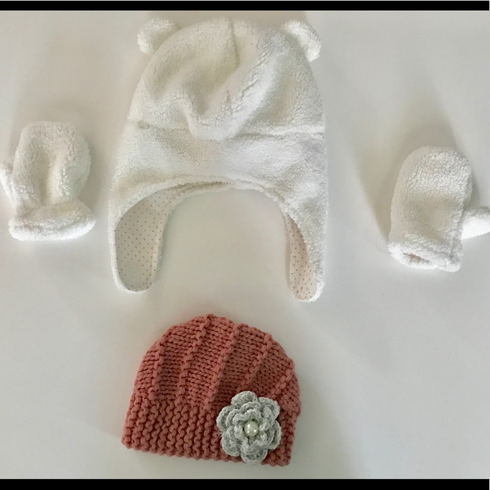 Carter’s Gloves/hat set & a crochet hat